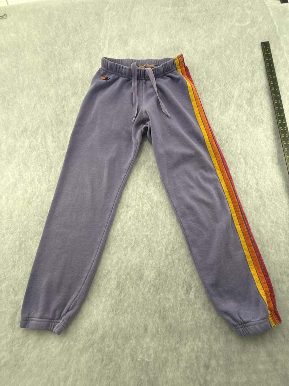 Aviator Nation Women's XS Sweatpants Purple Rainbow Stripe Joggers